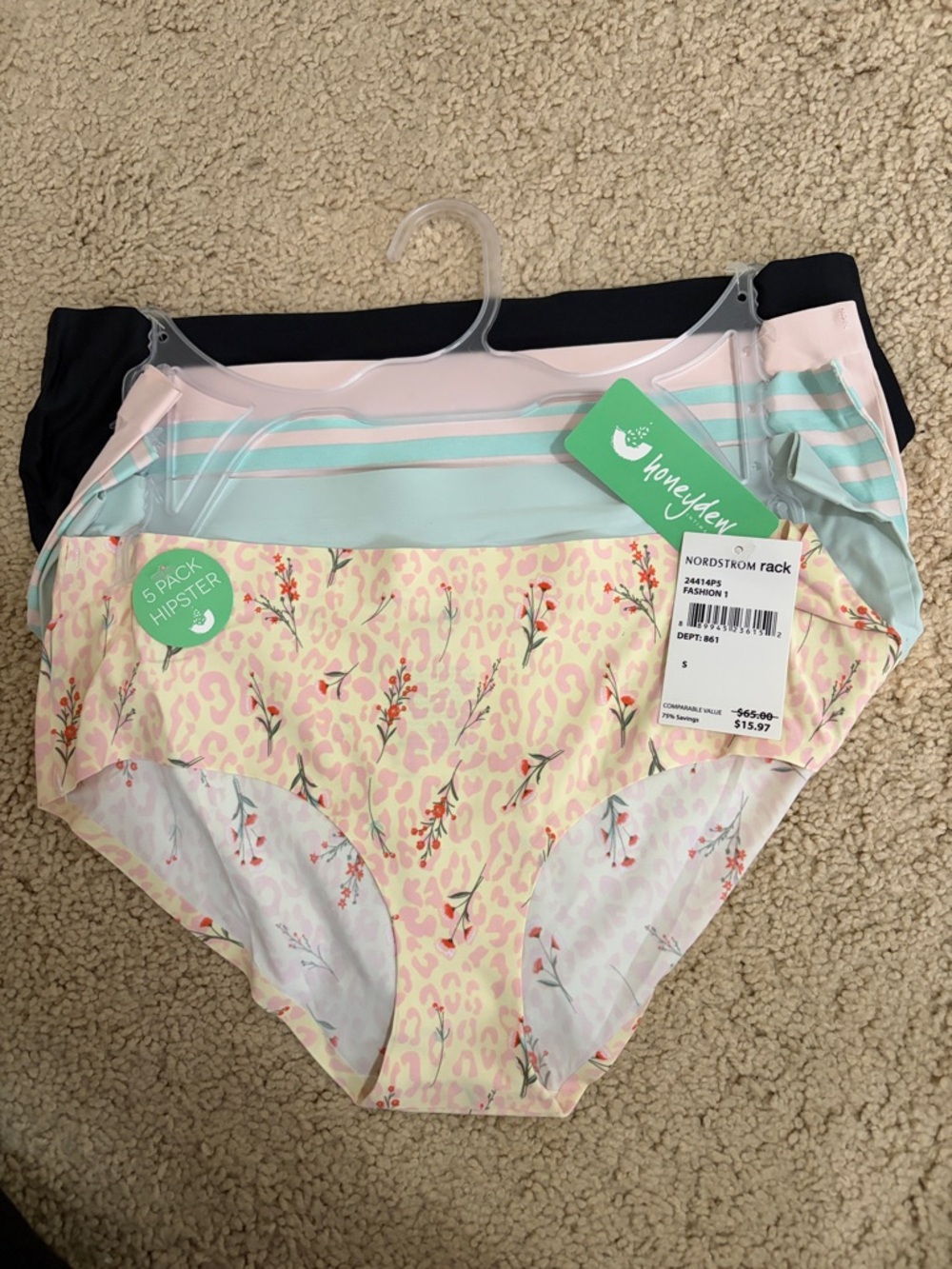 NWT SIZE S 5 PACK MULTI COLOR/PATTERN HIPSTER UNDERWEAR PANTY WOMENS